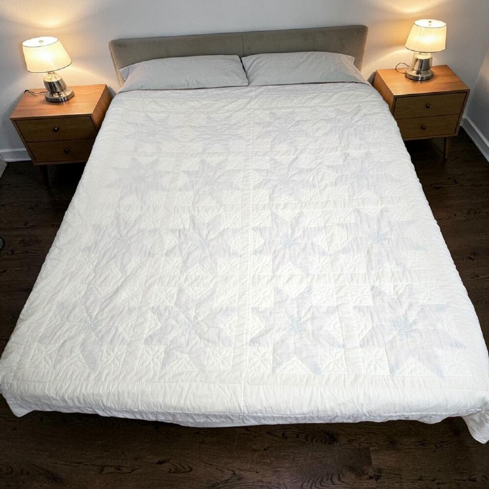 Vintage Lone Star Quilt Patchwork Coverlet 82x82" Cutter READ - Picture 3 of 12